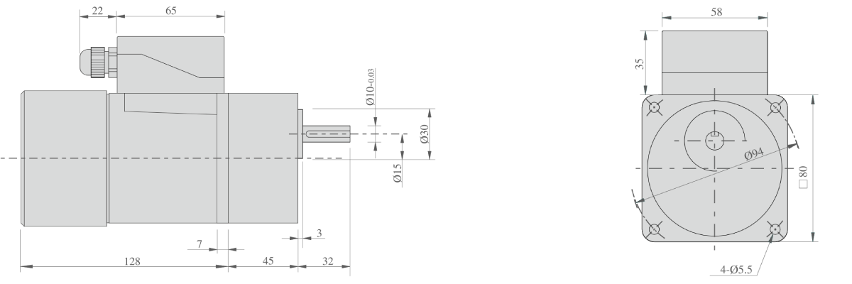 25watt-em-brake-motor-gearbox-with-terminal-box-side-view